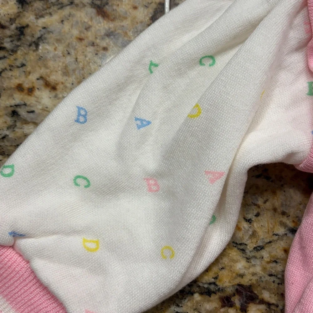 Vintage Joggles Baby Girl‎ Alphabet Blocks Hoodie Pink White 12 Months 80s 90s